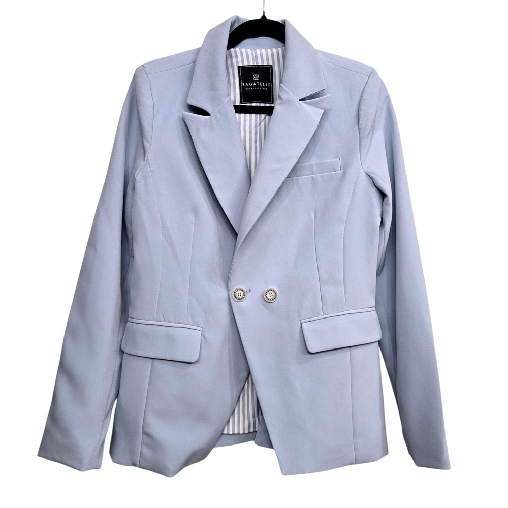 Bagatelle Light Blue Blazer Coastal Preppy Chic Tailored Jacket Women's S Spring